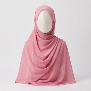 Hiyab de Chifón Rosa, Color Sólido, Transpirable, para Uso Diario, Pañuelo Étnico para Mujer - Product Image 1