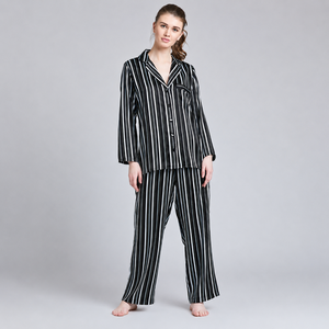 Conjunto de Pijama Premium para Mujer, Satinado, Estampado Animal, Cuello en V, Manga Larga, Cierre de Botones, Secado Rápido, Ropa de Dormir Suave, OEM - Product Image 2