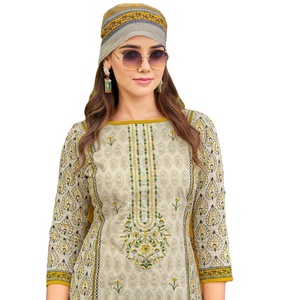 Dhwaja Export Pure Cotton Traditional Self Embroidery Work <b>Top</b> and Pent with Dupatta for Party Pakistani Collection - Product Image 2