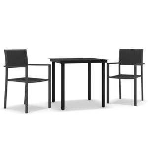Juego de Comedor de Jardín de Acero con Recubrimiento de Polvo Negro, Diseño Estándar para Exteriores - Product Image 2