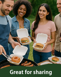 Contenedores de comida desechables pequeños de 6x6 pulgadas, resistentes, impermeables, ecológicos, tipo clamshell, compostables, de bagazo, con tapas. - Product Image 4