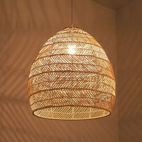 Abat-jour en rotin artisanal écologique, lampe suspendue tressée, style industriel européen, artisanat côtier chinois, ferme rustique