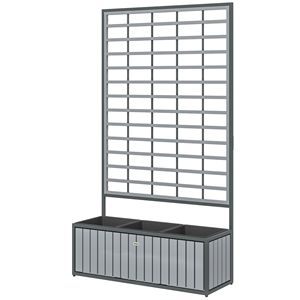 แปลงปลูกผักยกพื้นไม้สีเทาขนาด 29 x 11 x 52 นิ้ว พร้อมโครงตาข่ายและกระถางแบบถอดได้ สำหรับสวนหลังบ้าน ลานบ้าน และระเบียง - Product Image 1