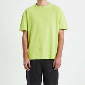 Camiseta de hombre 100% algodón de alto gramaje, corte cropped y holgado, oversize, lisa, personalizable, con hombros caídos - Product Image 1