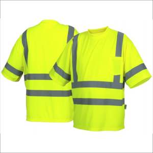Camisetas de Seguridad Reflectantes de Alta Visibilidad, de Alta Calidad y Gran Venta, Ropa de Trabajo Amarilla de Poliéster Antiestática Unisex - Product Image 1