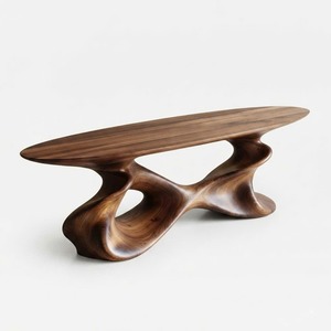 Modern Sculptural Solid Wood Console <b>Table</b> Handmade Entryway <b>Table</b> with Organic Curved Base Artistic Hallway Furniture Decor - Product Image 6