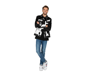 Unisex Ultra Premium Patchwork Cowhide Hair Hide Trucker <b>Jacket</b> Regular Style <b>Western</b> Cowboy Aesthetic Streetwear Waterproof - Product Image 1