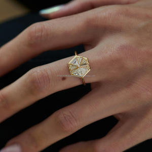 Arin /18K/14K ทองพร้อมใบรับรอง GIA/IGI เพชรธรรมชาติทันสมัยหรือออกแบบเองด้วยแหวนเพชร MOQ ต่ำ - Product Image 2