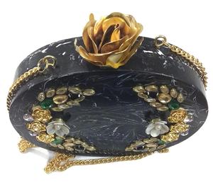 Elegant Black Resin Clutch <b>Bag</b> with Pearl Decoration Handmade Evening Purse for Weddings, Parties, and Formal Events - Product Image 2