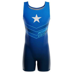 Combinaison de lutte personnalisée en polyester pour les clubs, les équipes scolaires, avec impression par sublimation, combinaison de musculation pour la salle de sport - Product Image 1