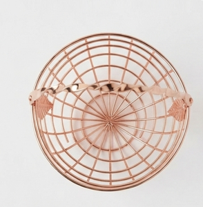 Corbeille à fruits en fil de cuivre poli brillant avec poignée, bol de rangement en métal pour la décoration de la cuisine - Product Image 5