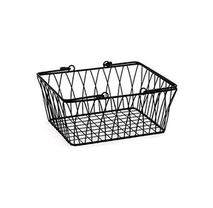 Rectangle Metal <b>Wire</b> <b>Storage</b> <b>Basket</b> With Handles Rustic Style Multi Purpose Neatening Organizer - Product Image 2