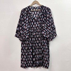 Vestido Midi Informal para Mujer, 100% Algodón Tejido, Estampado Floral Liso/Sólido, Detalles Estructurales, Manga Corta, Cintura Imperio, Estilo Babydoll - Product Image 1