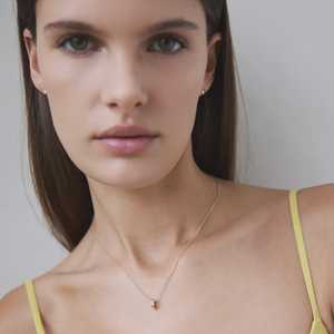 Collares con espaciadores tipo Rondel de oro macizo de 14k y 18k con diamantes redondos cultivados en laboratorio, de 15-18 pulgadas, minimalistas, con dijes de mini rueda, al por mayor - Product Image 6