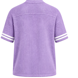 เสื้อเจอร์ซีย์กีฬาคอวีถักลายทางสีลาเวนเดอร์ แขนสั้น ระบายอากาศได้ดี ทรงโอเวอร์ไซส์ สไตล์ลำลอง สำหรับทีมกีฬา  สามารถสั่งทำได้ - Product Image 2