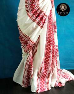 Lino Khadi Original con Jari Butta y Jari Border Super Design Precioso diseño tradicional Ropa de fiesta Sari y blusa - Product Image 5