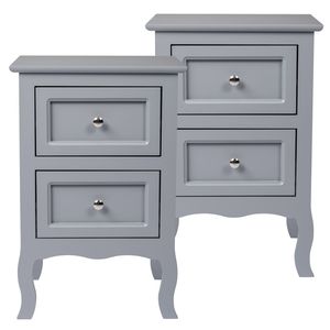 2 Comodini Moderni in Legno Massello Stile Country a Due Livelli, Eleganti Tavolini Laterali di Grandi Dimensioni per Camera da Letto o Appartamento, Assortiti - Product Image 2