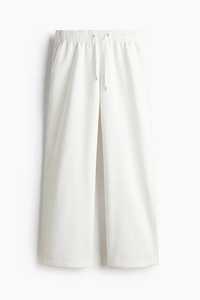 <b>Men's</b> Solid Flat Wide Leg Sweatpants <b>White</b> Relaxed Fit Jogger <b>Trousers</b> 100% Cotton Elastic Waist Drawstring Side Pockets Casual - Product Image 4