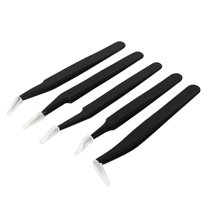 MARI INSTRUMENTS Juego de Pinzas Profesionales para Pestañas, 5 Piezas, Recubrimiento de Papel Negro, 11.4 cm, Juego de Pinzas para Manicura - Product Image 5