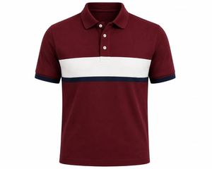 Chemise décontractée à manches courtes pour homme, unie, bleu marine, blanc, rouge, en tissu jersey respirant, polyester/coton, anti-plis - Product Image 3