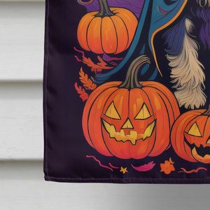 Gran Multicolor Poliéster Schnauzer Witchy Halloween Casa Bandera Porche Manga Polo Decorativo Patio Banner Obra DE ARTE Colgante de pared - Product Image 4