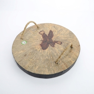 Tamarind Wood Chopping Block Round Tree Slice <b>Butcher</b> Block Rope Handles Heavy Duty Cutting Board Serving Platter Pure Art Setup - Product Image 3