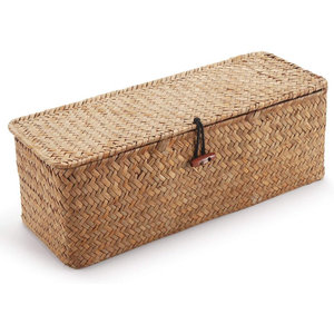 Boîte de rangement rectangulaire en jonc de mer pour mouchoirs, écologique, tressée, avec couvercle, pour papier toilette, naturelle, pour salle de bain, hôtel, vente en gros - Product Image 5