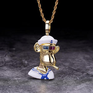 Pendentif animal de dessin animé entièrement détaillé en argent sterling avec pierres de diamant moissanite serties à la main - Product Image 2