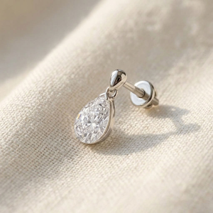 Pendientes de Diamantes con Corte de Pera en Oro Blanco de 14K con Engaste de Bisel, Joyería Clásica de Boda para Mujer - Product Image 4