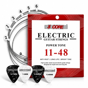 Jeu de cordes pour guitare acoustique électrique 5 cordes nickelées avec médiators - Product Image 1