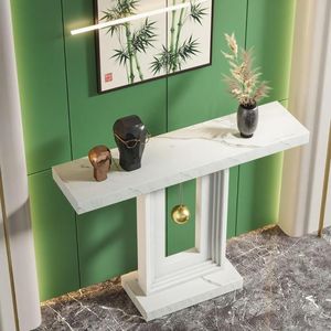 Consolle Lunga Artigianale, Tavolo Laterale Contemporaneo Minimalista per Soggiorno, Hotel, Rustico di Lusso in Legno e Marmo - Product Image 3