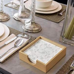 Porta servilletas cuadrado de madera, 18 cm, forma de caja plana, moderno, para cocina, mesa de comedor, restaurante, cafetería. - Product Image 1