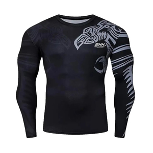 Custom High Quality Heat-Transfer Printed Short Sleeve Rash Guard Set Quick Dry Plus Size Gym <b>Compression</b> <b>Shirt</b> <b>Men</b> - Product Image 4
