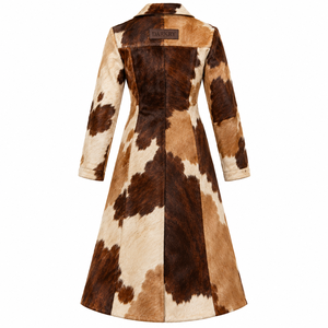 Caramel Brown Cowhide Fur Leather Trench <b>Coat</b> Front Zip Long <b>Duster</b> <b>Womens</b> Outerwear Oem Factory Supplier - Product Image 2