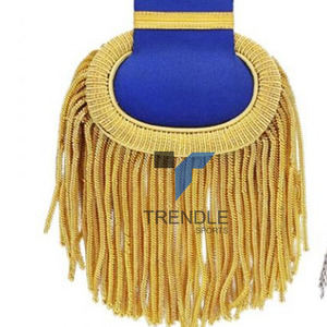 Épaulettes de costume de vol bleu de qualité supérieure avec franges en fil d'or et emblème d'aile - Product Image 4