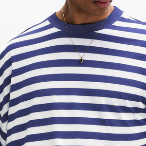 Hot Sale Men's Oversized Striped Long Sleeve T-Shirt O-Neck Knitted Cotton Plus Size Casual Wear Men's Stripped Wholesale Shirt - Product Image 5