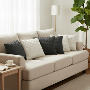 SOGA Juego de 6 fundas de cojín decorativas onduladas de 45 cm, 3 en gris carbón y 3 en blanco puro, para sofá y dormitorio - Product Image 2