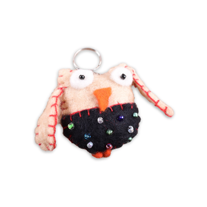 Owl Face Felt Plush Key <b>Ring</b> for Adding a Touch of Personality to Your Keys - Product Image 2
