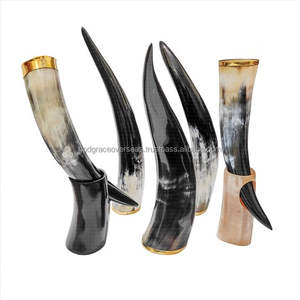 Corne à boire Viking de haute qualité avec support en fer Style religieux sain poli d'Inde - Product Image 5