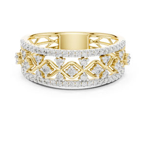 แหวนเพชรทรงกลมทองคำ 14K สำหรับผู้หญิง |   ชุดเจ้าสาว |   เพชรที่เพิ่งเพาะเลี้ยง - Product Image 1