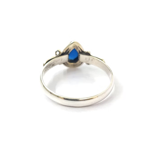 Bague vintage en argent 925 avec saphir, taille goutte d'eau, sertie clos, bijou unisexe pour usage quotidien - Product Image 4