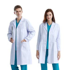 Blouse de laboratoire blanche pour homme en coton et polyester tissé, uniforme d'hôpital pour usage médical - Product Image 6