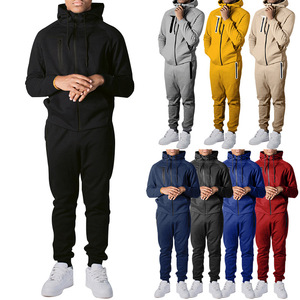 Unisex Beige Hooded Tracksuit Drawstring Closure Eco-friendly Sporty 2 1 Design Casual Autumn Wear Breathable Polyester Cotton - Product Image 6