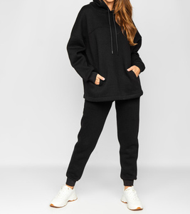 Conjunto Deportivo con Capucha para Mujer, Color Negro, Manga Larga, Corte Holgado Informal, con Bolsillos Laterales, para Otoño - Product Image 6
