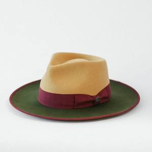 Chapeau en feutre de laine de style britannique rétro pour hommes et femmes, chapeau Fedora bicolore - Product Image 1
