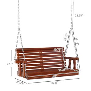 Dondolo da Esterno a 2 Posti con Portabicchieri Marrone in Legno - Product Image 3