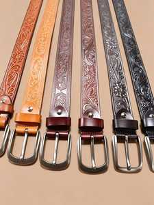 Cinturón de Cuero Genuino Hecho a Mano con Hebilla de Latón Marrón, Estilo Casual/Clásico, Artesanía Duradera, Regalo de Boda, World Craft - Product Image 4