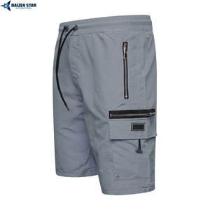 Shorts cargo sportifs pour hommes à taille haute avec cordon de serrage, en tissu satiné polyester/coton, écologiques, séchage rapide, style vintage - Product Image 5
