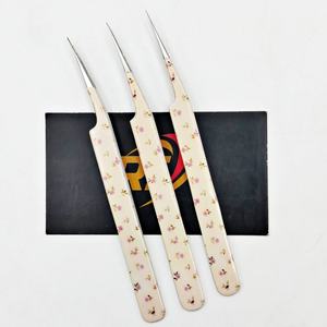 Ensemble de pinces à cils antistatiques en acier inoxydable de qualité supérieure, droites, pour isolation de volume, pour artistes en extensions de cils, OEM ODM, revêtement papier - Product Image 4