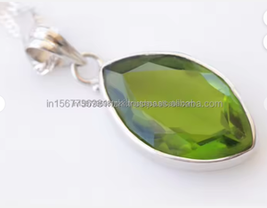 Top qualité vert péridot pierre précieuse pendentif 925 argent Sterling pierres précieuses collier pendentif argent pendentif bijoux cadeau pour elle/lui - Product Image 4